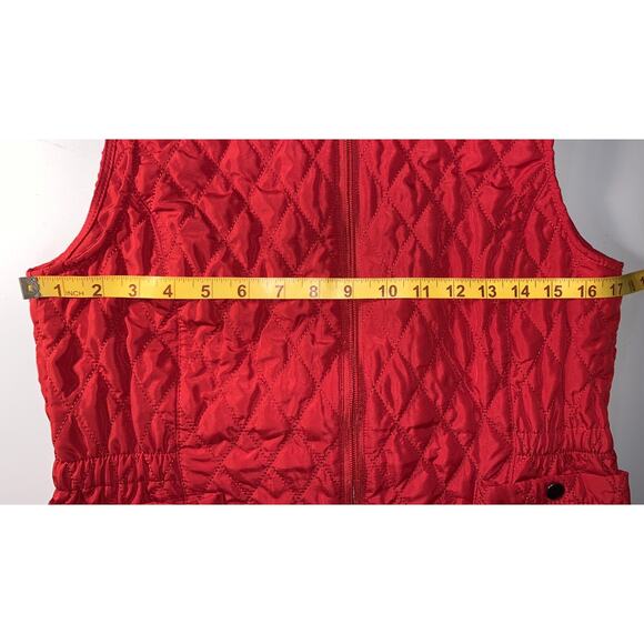 Onque Red Quilted Vest Womens Small Full Zip Snap Pockets Lightweight - Picture 6 of 6